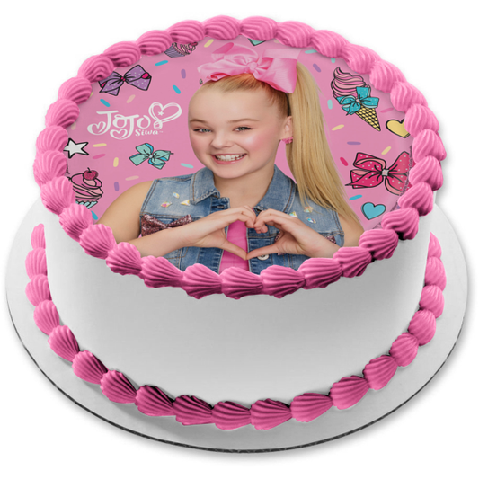 Jojo Siwa Ice Cream Hairbows and Cupcakes Edible Cake Topper Image ABPID05820