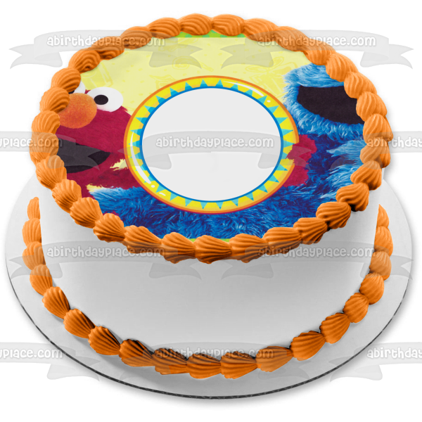 Sesame Street Elmo and Cookie Monster Edible Cake Topper Image Frame ABPID05883