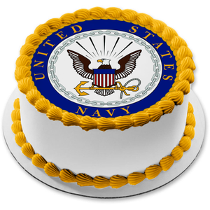 United States Department of the Navy Logo Eagle Flag and Anchor Edible Cake Topper Image ABPID05994