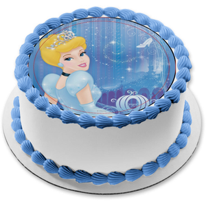 Cinderella Ball Gown Glass Slipper Edible Cake Topper Image ABPID06023