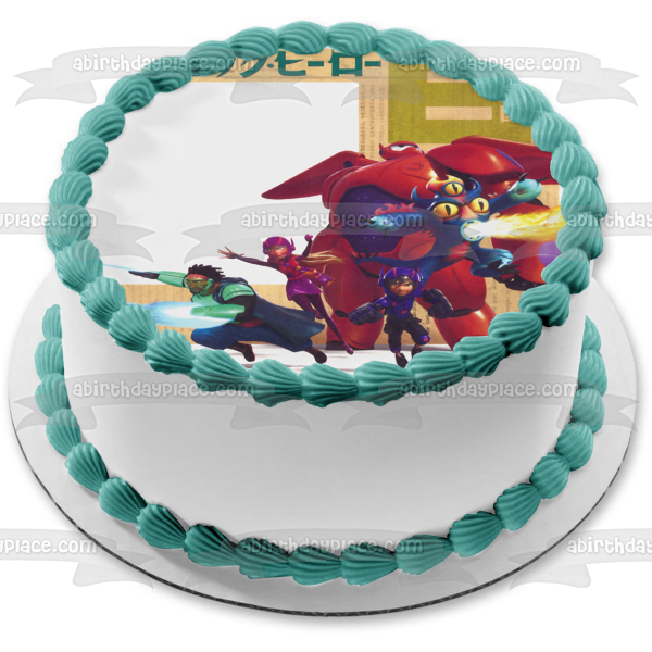 Big Hero 6 Hiro Red Baymax Fred Honey Lemon and Go Go Tomago Edible Cake Topper Image Frame ABPID06160