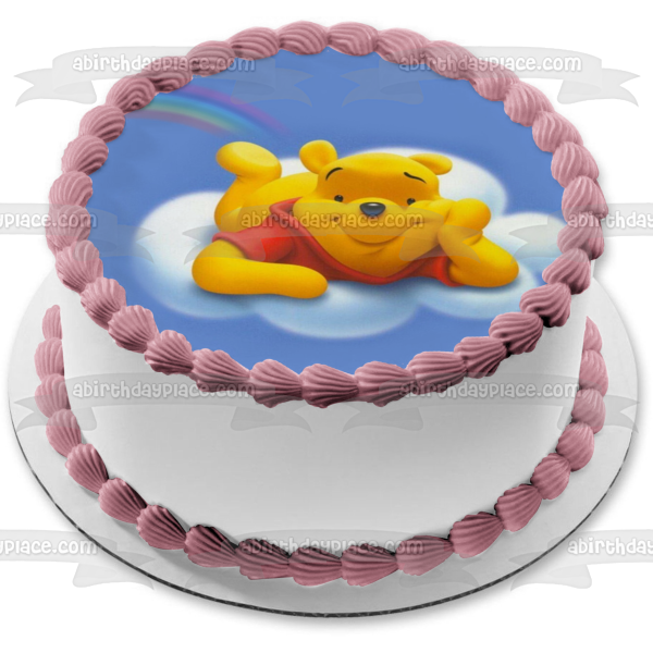 Disney Winnie the Pooh Pooh Bear Cloud Rainbow Edible Cake Topper Image ABPID09197