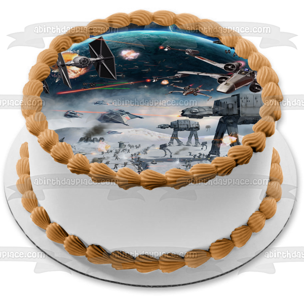 Star Wars Battle Scene X-Wing Starfighter Edible Cake Topper Image ABPID09234