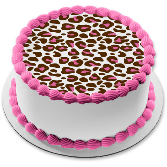 Cheetah Pattern Brown Pink Edible Cake Topper Image ABPID13306