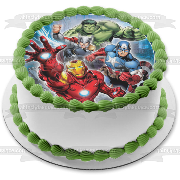 Imagen comestible para tarta de Los Vengadores, Hulk, Thor, Iron Man, Capitán América, ABPID21788 