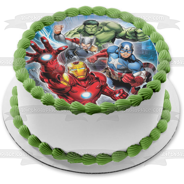 Avengers Hulk Thor Iron Man Captain America Edible Cake Topper Image ABPID21788