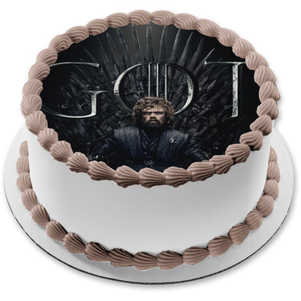 Game of Thrones Iron Throne Tyrion Lannister Black Background Edible Cake Topper Image ABPID27201