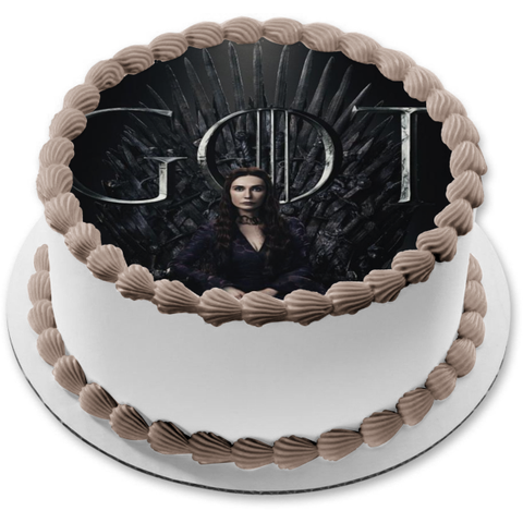 Game of Thrones Melisandre Iron Throne Black Background Edible Cake Topper Image ABPID27272