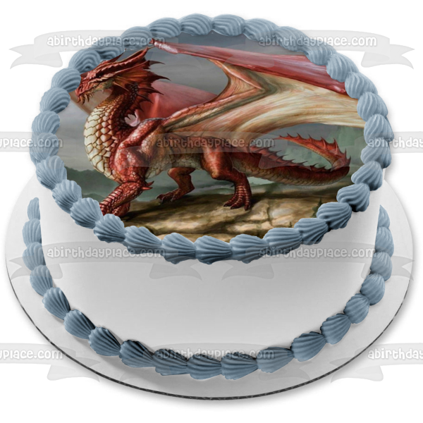 Dungeons and Dragons Red Dragon Edible Cake Topper Image ABPID49788