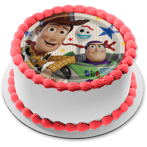 Toy Story 4 Buzz Lightyear Woody Edible Cake Topper Image ABPID49854