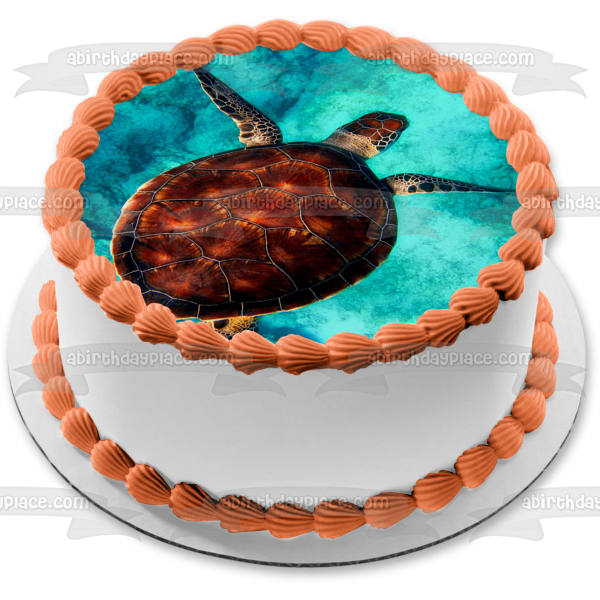Swimming Sea Turtle Edible Cake Topper Image ABPID50482
