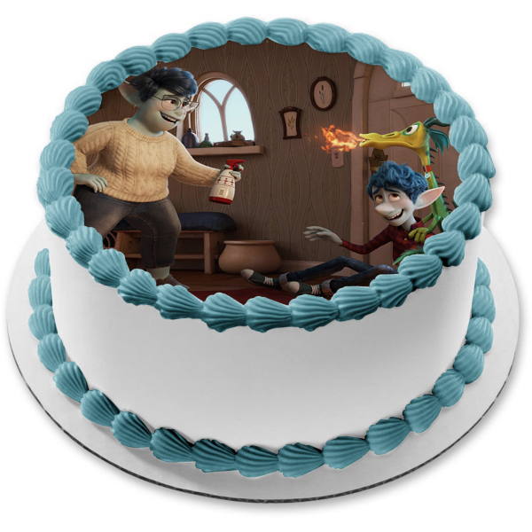 Disney Pixar Onward Ian Lightfoot Blazey Mom Laurel Lightfoot Edible Cake Topper Image ABPID51051