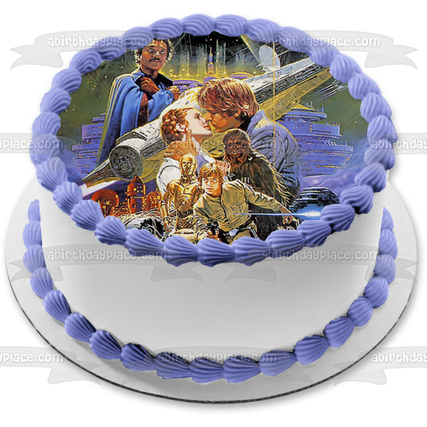 Star Wars Original Trilogy Luke Leia Chewbacca Lando Han Solo Millennium Falcon Edible Cake Topper Image ABPID51082