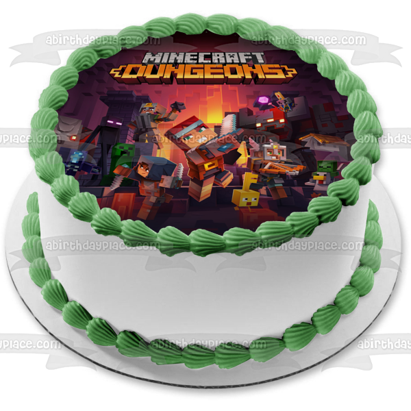 Minecraft Dungeons Mage Warrior Archer Creeper Edible Cake Topper Image ABPID51947
