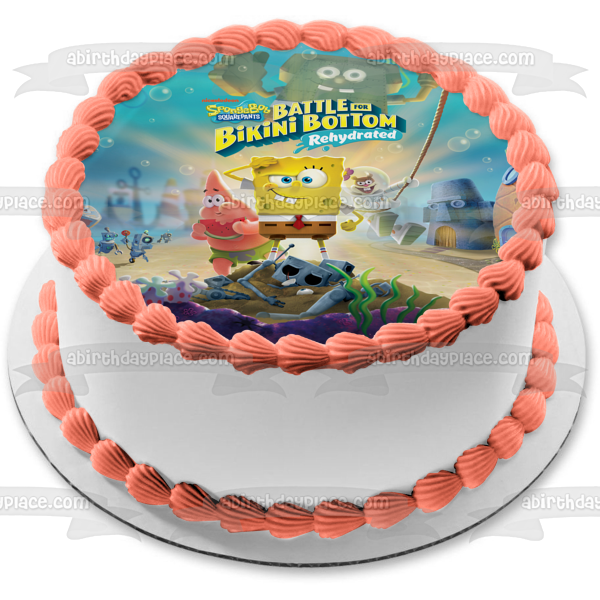 SpongeBob SquarePants: Battle for Bikini Bottom Rehydrated SpongeBob Patrick Sandy Edible Cake Topper Image ABPID51969