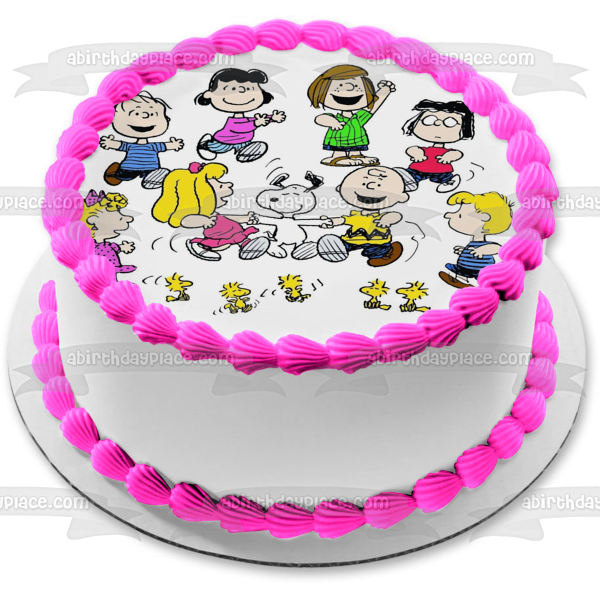 Peanuts Charlie Brown Snoopy Linus Lucy Sally Peppermint Patty Woodstock Edible Cake Topper Image ABPID52201
