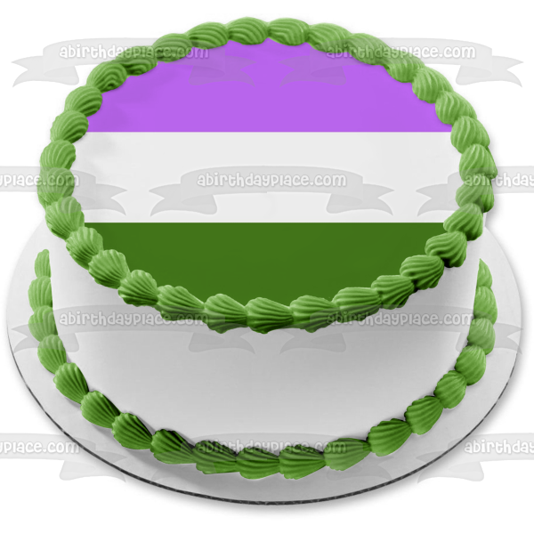 Genderqueer Pride Flag Lgbtqia+ Lesbian Gay Bisexual Transgender Queer Intersex Asexual Genderqueer Edible Cake Topper Image ABPID52288