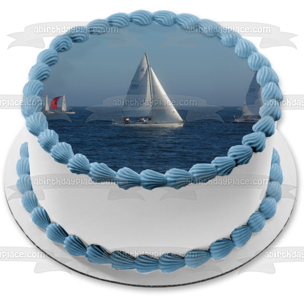 Sailboats Ocean Bound Edible Cake Topper Image ABPID52534