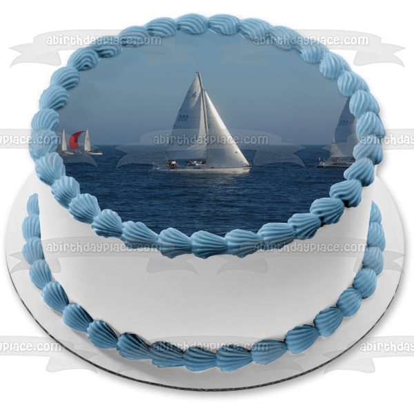 Sailboats Ocean Bound Edible Cake Topper Image ABPID52534 – A Birthday Place