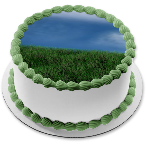 Grassy Knoll Clouds Landscape Edible Cake Topper Image ABPID52551