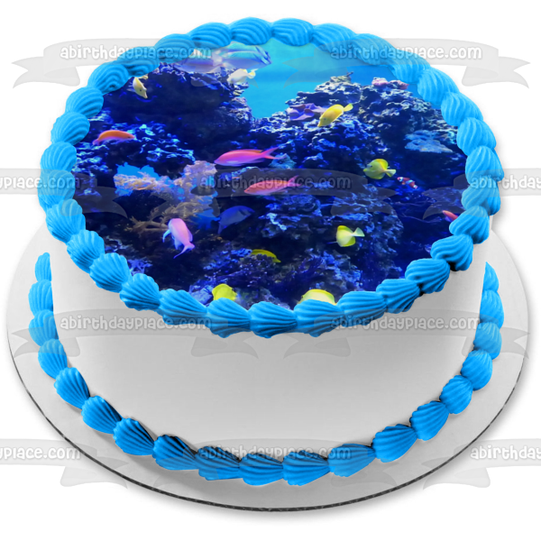 Ocean Life Scenery Fish Coral Edible Cake Topper Image ABPID52558