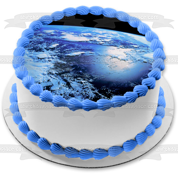 Earth View from Outer Space Edible Cake Topper Image ABPID52562