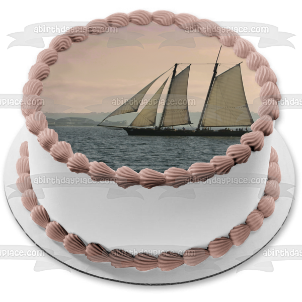 Sailboats at Sunset Edible Cake Topper Image ABPID52599