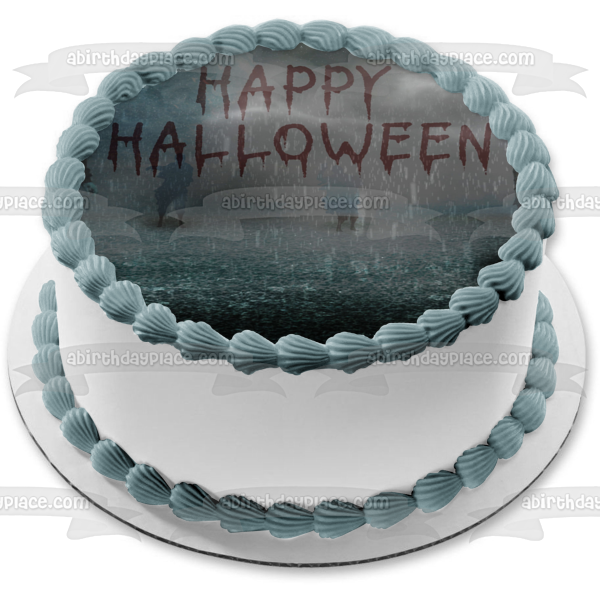 Happy Halloween Scary Zombies Edible Cake Topper Image ABPID52702