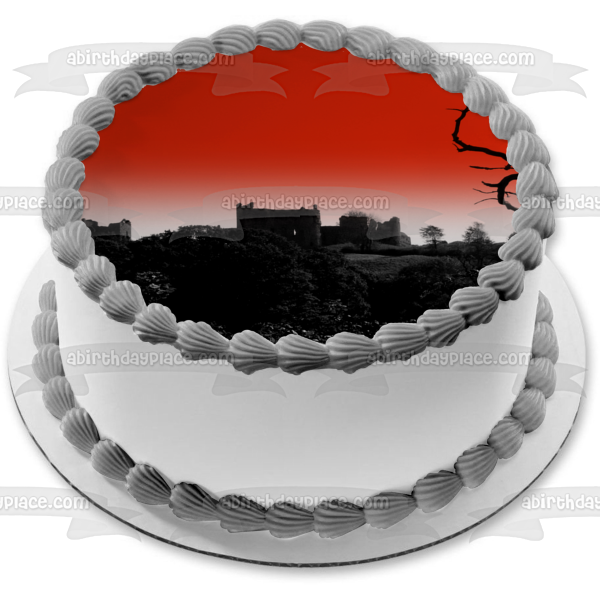 Castle Ruins Halloween Spooky Scary Haunted Edible Cake Topper Image ABPID52799