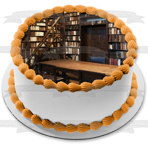 Library Book Bookshelf Reading Study Edible Cake Topper Image ABPID52879