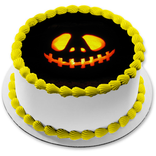 Halloween Pumpkin Jack-O-Lantern Spooky Scary Edible Cake Topper Image ABPID52944
