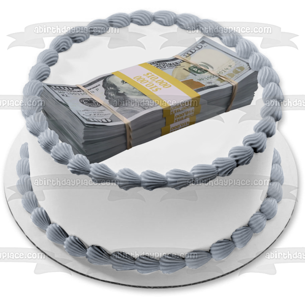 Stack of 100 Dollar Bills Cash Money Edible Cake Topper Image ABPID52953