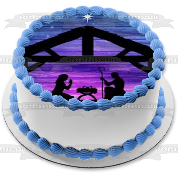 Baby Jesus Mary Joseph Merry Christmas Edible Cake Topper Image ABPID53028