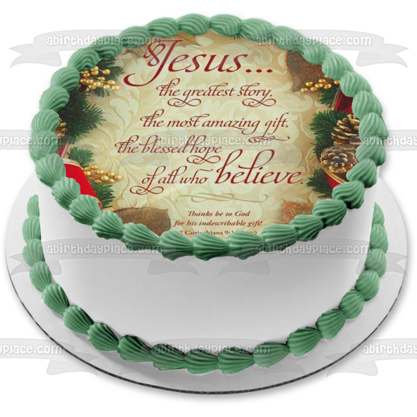 Merry Christmas Religious Inspirational "Jesus... The Greatest Story" Edible Cake Topper Image ABPID53094