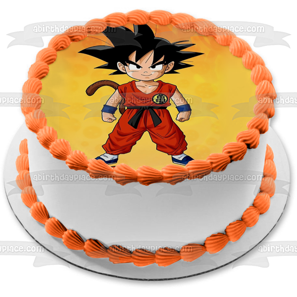 Young Goku Dbz Dragon Ball Z Anime Animated Series Happy Birthday Personalized Name Edible Cake Topper Image ABPID53185