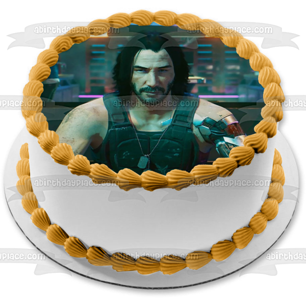 Cyberpunk 2077 Keanu Reeves Edible Cake Topper Image ABPID53417