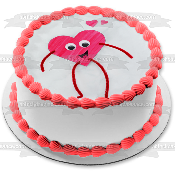 Happy Valentine's Day Heart Man Stick Figure Edible Cake Topper Image ABPID53581