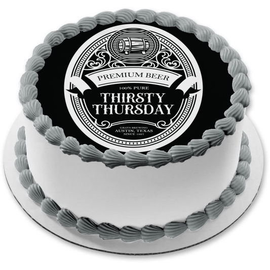 Thirsty Thursday Botella de cerveza personalizable Etiqueta de licor Adorno comestible para pastel Imagen ABPID53582 
