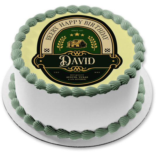 Pourhouse Personalizable Cerveza Licor Alcohol Etiqueta Comestible Cake Topper Imagen ABPID53587 