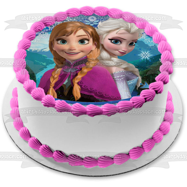 Disney Frozen Anna Elsa Snowflakes Edible Cake Topper Image ABPID53624