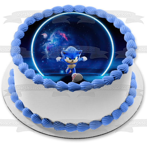 Sonic Running Through the Universe Edible Cake Topper Image ABPID53625