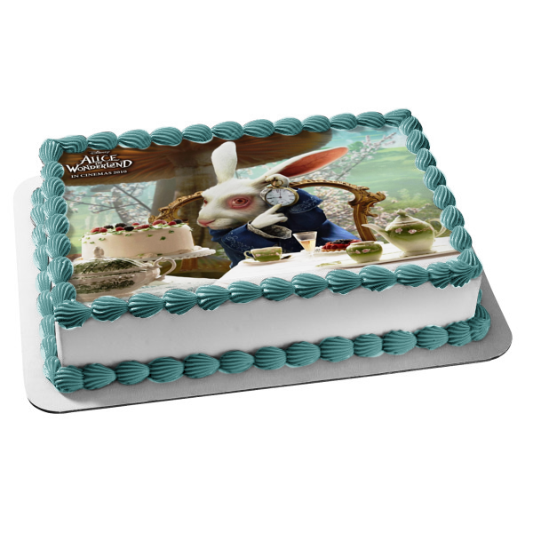 Disney Alice In Wonderland Tim Burton White Rabbit Edible Cake Topper Image ABPID09198