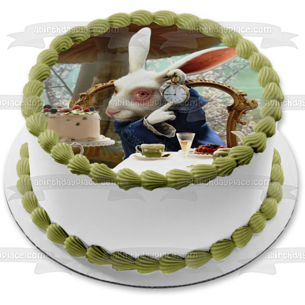 Disney Alice In Wonderland Tim Burton White Rabbit Edible Cake Topper Image ABPID09198