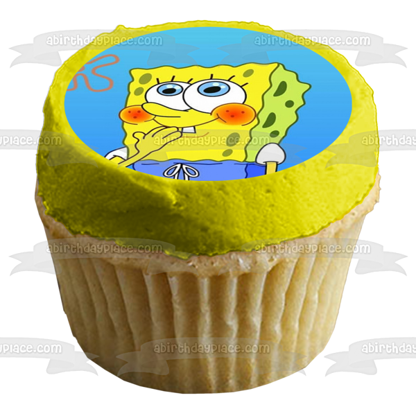 SpongeBob SquarePants Sponge Bob Square Pants Blushing Edible Cake Topper Image ABPID09201
