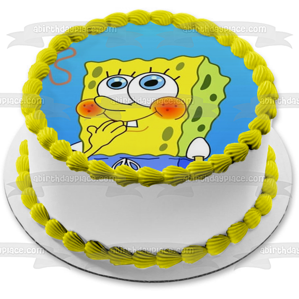 SpongeBob SquarePants Sponge Bob Square Pants Blushing Edible Cake Topper Image ABPID09201