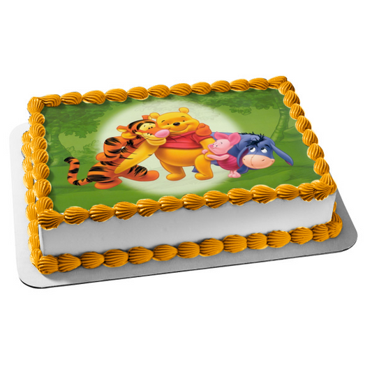 Disney Winnie the Pooh Pooh Bear Tigger Piglet Eeyore - Decoración comestible para tarta, imagen ABPID09207 