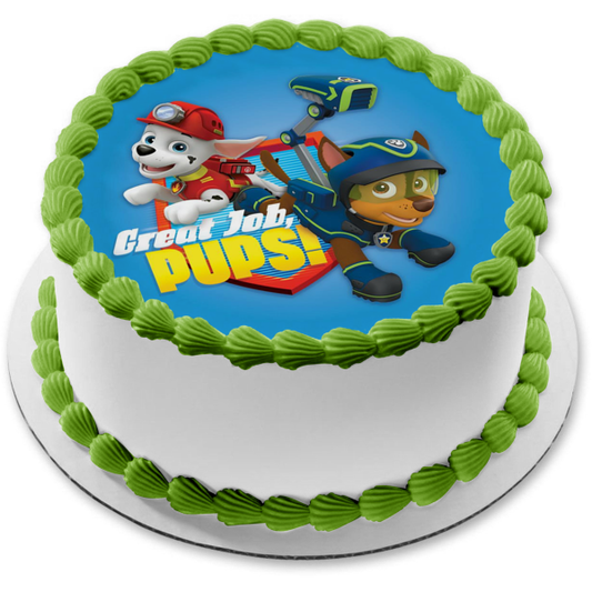 Paw Patrol Marshall Chase Great Job Pups Edible Cake Topper Image ABPID09782