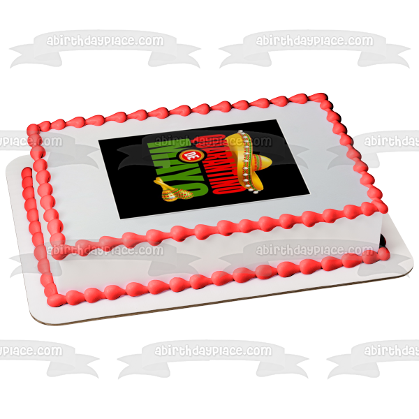 Quarantino De Mayo Sombrero Maracas Edible Cake Topper Image ABPID53798