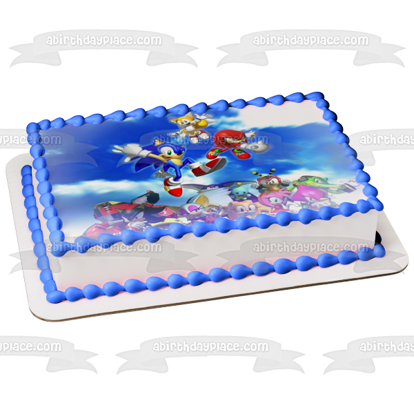 Sonic the Hedgehog Video Game Tails Knuckles Amy Rose Sega Edible Cake Topper Image ABPID09208