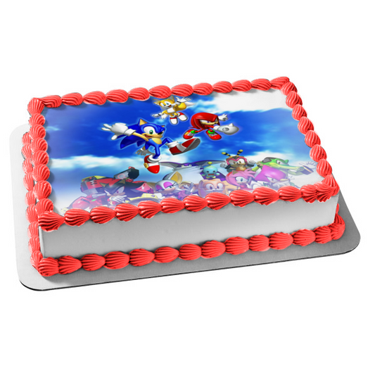 Sonic the Hedgehog Video Game Tails Knuckles Amy Rose Sega Edible Cake Topper Image ABPID09208